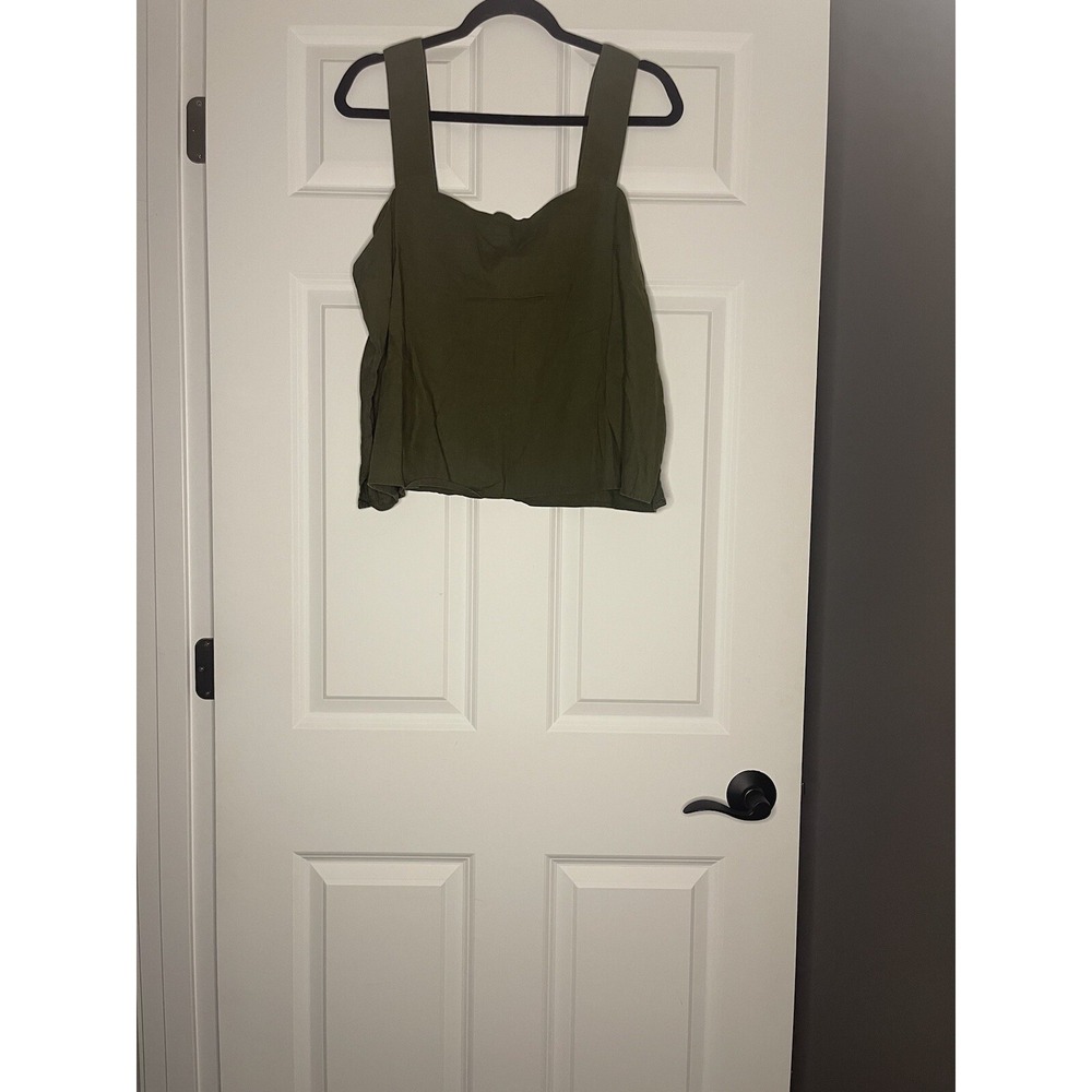 Banana Republic Square Neck Linen Blend Tank Top Large Green Nwt